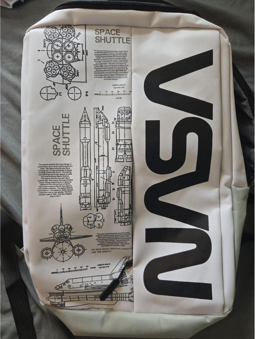 NASA Space Shuttle Blueprint Graphic Backpack with USB Port - Picture 7 of 7